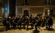 The village band plays typical music during the Sagra de 'la quartecèdde on the occasion o...