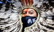 Indiginous activist arrives for the fourth day of the COP26 UN Climate Change Conference,...