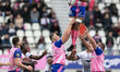 Ryan Chapuis of Stade Francais wins the ball in the line out during the Top 14 match betwe...