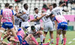 Players of Montpellier Herault celebrates after their victory during the Top 14 match betw...