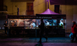 The stand of the Apulian bombette during the Bacco per Bacco festival in the historic cent...