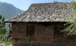 An old traditional Kashmiri Gujjar house with wooden shingles in Kashmir, India 
