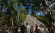 A 137-feet tall (42 meters) Nohoch Mul Pyramid, the tallest Mayan pyramid on the Yucatan P...