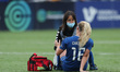 Durham Women's Ellie Christon receives treatment from physio Nat Gutteridge  during the FA...