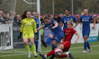 Durham Women's Sarah Wilson clears the ball from Liverpool's Jasmine Matthews  during the...