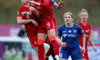 Liverpool's Rhiannon Roberts and Rachel Furness contests a header with Durham Women's Dee...