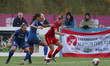 Liverpool's Yana Daniels of Liverpool in action with Mollie Lambert  during the FA Women's...