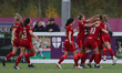 Liverpool's Leanne Kiernan celebrates after scoring their first goal  during the FA Women'...