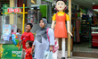 A doll from the Netflix series "Squid Game" on display at a shopping mall in Bogor, West J...