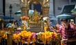 A front view of the Erawan Statue during the reopening Erawan Shrine in Central Bangkok on...