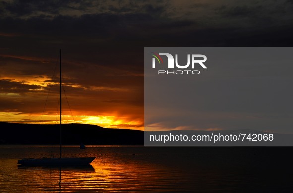 Pasman weather:Beautiful sunrise over the island on 20 Aug 2015. Nevidane,adriatic sea, Pasman island,Croatia 