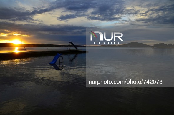 Pasman weather:Beautiful sunrise over the island on 20 Aug 2015. Nevidane,adriatic sea, Pasman island,Croatia 