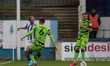 Jamie Sterry of Hartlepool United in action with Forest Green's Baily Cargill and Nicky Ca...