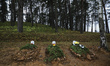 Thrre graves of the Middle East victims of the migration crisis that was buried on Muslim...