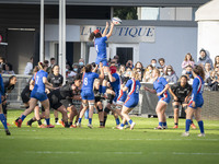 Celine FERER wins the ball during a lineout during the international women's rugby match between France and New Zealand on November 20, 2021...