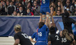 Gaëlle HERMET of France is lifted on a line-out by Clara JOYEUX and Celine FERER during th...