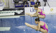 Tania Cagnotto and Francesca Dallapè in action at Italian diving finals championship held...