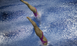 Tania Cagnotto and Francesca Dallapè in action at Italian diving finals championship held...