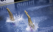 Tania Cagnotto and Francesca Dallapè in action at Italian diving finals championship held...