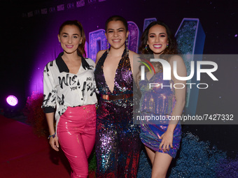 (L-R) Natalia Rocha, Brenda Santabalbina, and Pahola Escalera pose for photos during the red carpet of the musical ‘The Prim’  at Cultural C...