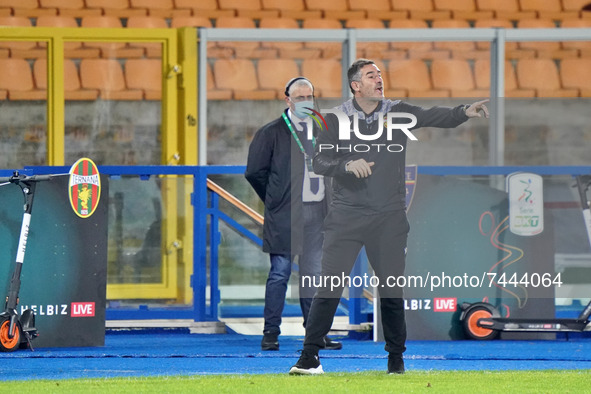 coach Cristiano Lucarelli (Ternana Calcio) during the Italian soccer Serie B match US Lecce vs Ternana Calcio on November 26, 2021 at the Vi...