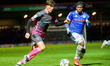 Josh Key under pressure from Abraham Odoh of Rochdale AFC during the Sky Bet League 2 mat...