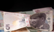 Photo Illustration of Turkish Lira banknotes in black background and a measuring tape as a...