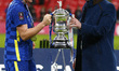 L-R Chelsea Women Millie Bright and Paul Green holding the Women's FA Cup after  Vitality...