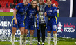 L-R Chelsea Women Millie Bright Chelsea Women Erin Cuthbertch Chelsea Women Carly Telford...