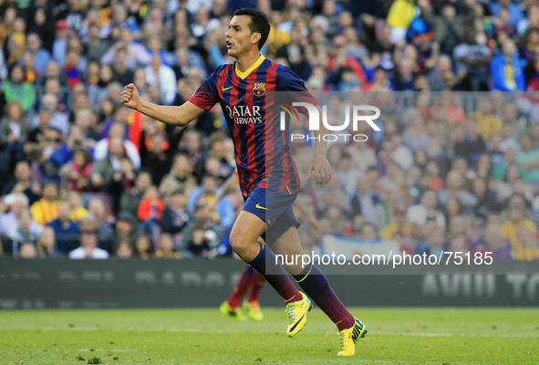 Pedro celebration in the match between FC Barcelona and Betis  for the week 32 of the spanish league, played at the Camp Nou on 5 april, 201...