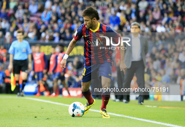 Neymar Jr. in the match between FC Barcelona and Betis  for the week 32 of the spanish league, played at the Camp Nou on 5 april, 2014. Phot...