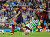 Alexis Sanchez and Non in the match between FC Barcelona and Betis  for the week 32 of the spanish league, played at the Camp Nou on 5 april...