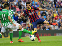 Cesc Fabregas and Juanfran in the match between FC Barcelona and Betis  for the week 32 of the spanish league, played at the Camp Nou on 5 a...