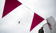 French tightrope walker Denis Josselin crossed the Seine on a steel wire 16 mm, in Paris,...