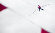 French tightrope walker Denis Josselin crossed the Seine on a steel wire 16 mm, in Paris,...