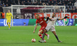 Youssef El-Arabi #11 of Olympiakos and Ritchie De Laet #2 of Antwerp during the Europa Lea...