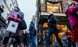 Crowds at non-essential stores at the shopping district in Amsterdam, because a hard lockd...