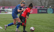 Saffron Jordan of Blackburn Rovers in action with Durham Women's Dee Bradley during the FA...