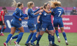 Durham Women's Abby Holmes celebrates with her team mates  after scoring their and her sec...