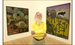 ARTIST ALAN DAVIE AND EXAMPLES OF HIS WORK, WHICH IS ON DISPLAY AT THE TALBOT RICE GALLERY...