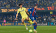 Gerard Moreno (L) of Villarreal CF competes for the ball with Ruben Vezo of Levante UD dur...