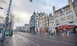 Quiet, almost deserted from local people and tourists streets of Amsterdam during the lock...