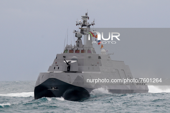A Taiwanese military corvette during a Navy Drill for Preparedness Enhancement ahead of the Chinese New Year, amid escalating Chinese threat...