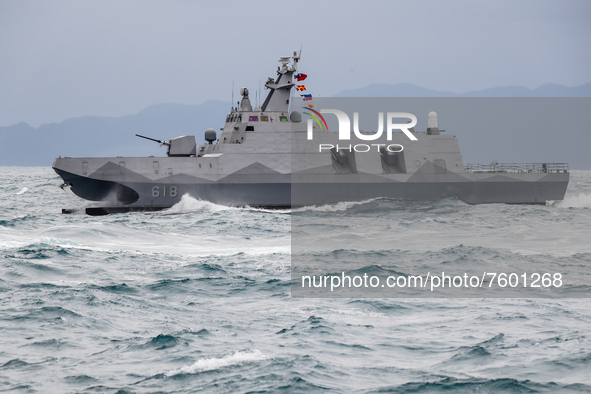 A Taiwanese military corvette sails, during a Navy Drill for Preparedness Enhancement ahead of the Chinese New Year, amid escalating Chinese...
