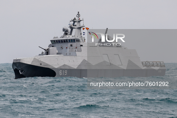 A Taiwanese military corvette sails during a Navy Drill for Preparedness Enhancement ahead of the Chinese New Year, amid escalating Chinese...