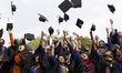 Cheerful graduats at the 48th convocation of Dhaka University (DU) in front of ''Raju vash...