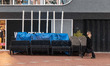 Restaurant closed in Eindhoven during the lockdown with the chairs and tables of the terra...