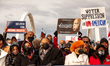 The DC Peace Walk for voting rights crosses Frederick Douglass Memoria Bridge on Martin Lu...