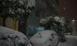 Cars covered with snow at Pagrati neighborhood in central Athens, in Athens, Greece, on Ja...