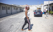 A young woman from Africa in the camp. Inside the new Refugee camp in Samos island that ha...